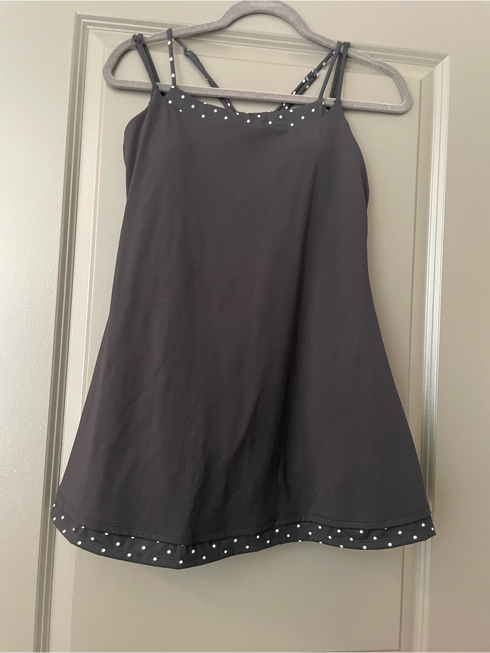 Altar'd State Black Active Mini Dress with Polka Dot Trim Built in Shorts